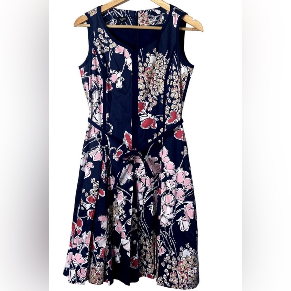Talbots Navy Midi Dress with Pink & Cream Floral Print